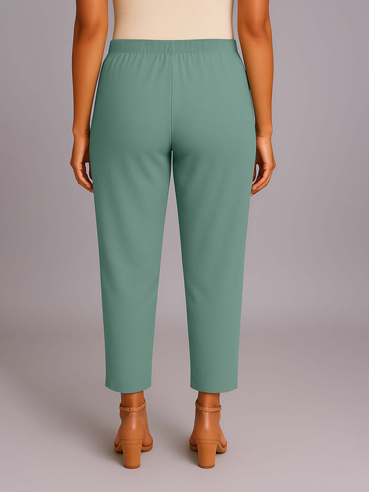 Steel Green Women's Solid Cotton Lycra Kurti Pant