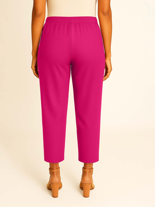 Mid Pink Women's Solid Cotton Lycra Kurti Pant
