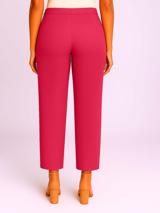 Fuchsia Women's Solid Cotton Lycra Kurti Pant