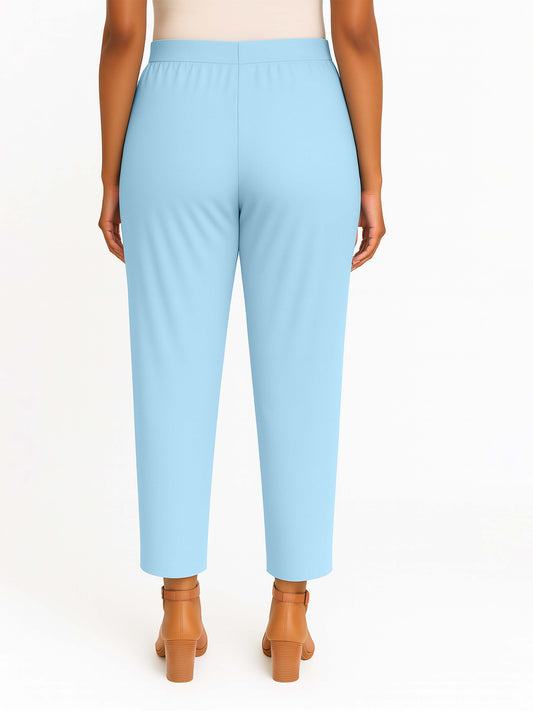 Sky Blue Women's Solid Cotton Lycra Kurti Pant