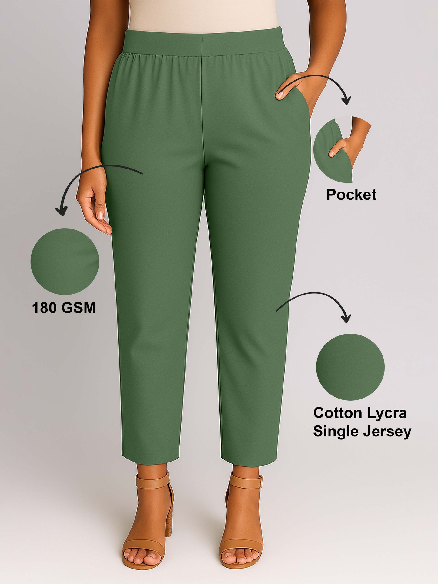 Paradise Green Women's Solid Cotton Lycra Kurti Pant