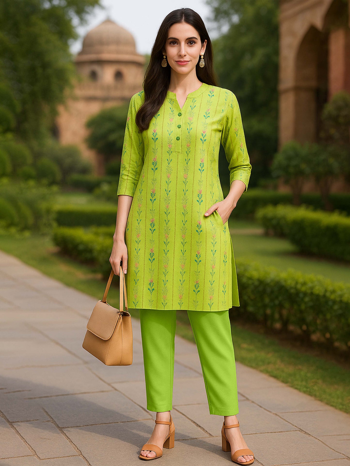 Parrot Green Women's Solid Cotton Lycra Kurti Pant