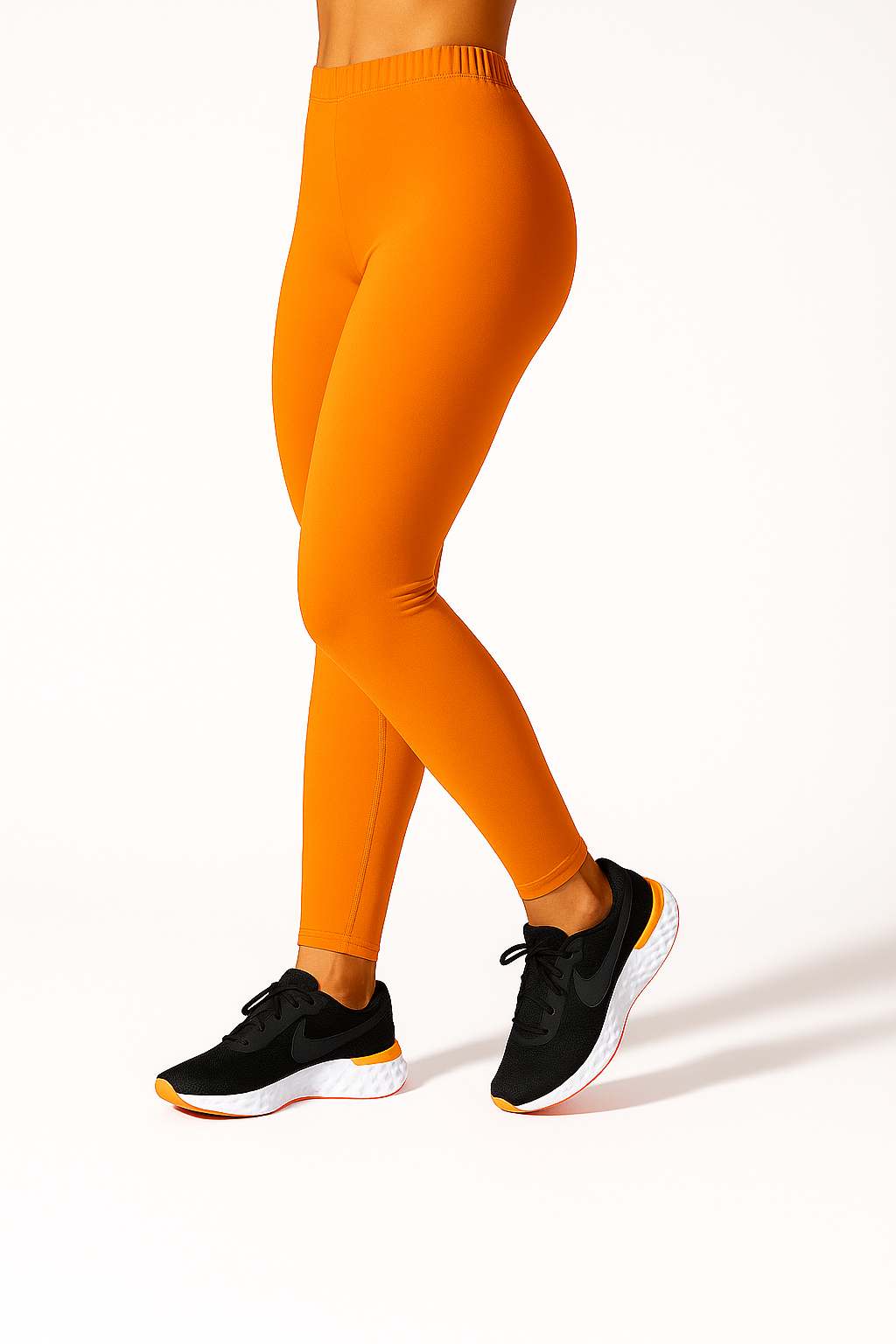 Bright Orange Women's Ankle Length Stretchable Cotton Lycra Leggings