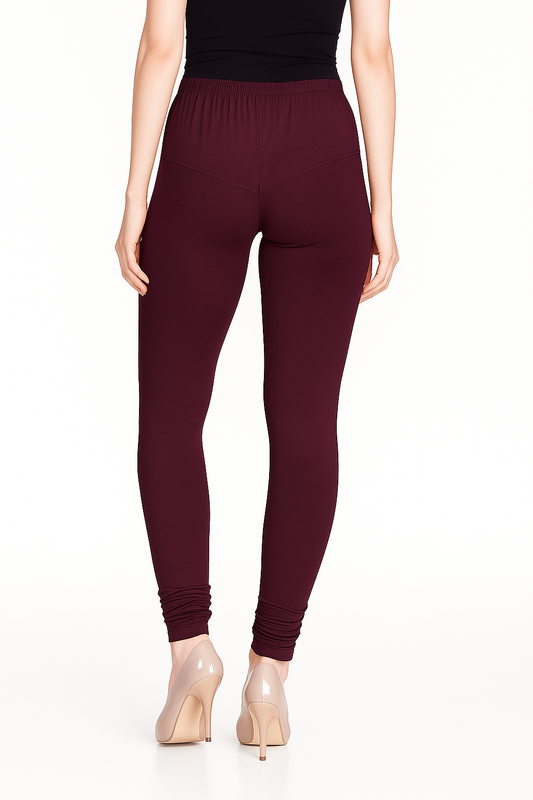 Amarnath Purple Women's Solid Churidar Stretchable Cotton Blend Legging
