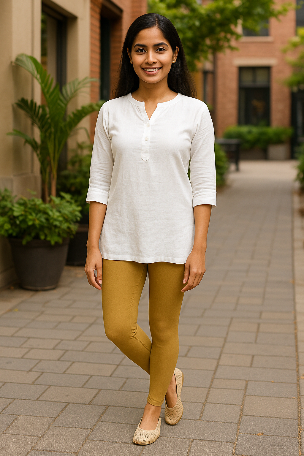 Indian Tan Women's Ankle Length Stretchable Cotton Lycra Leggings