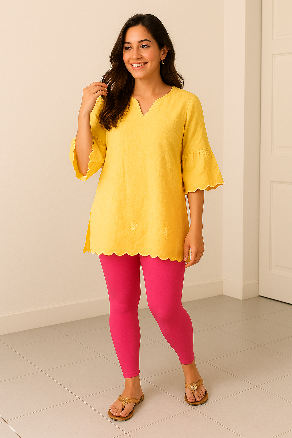 Young Fuchsia Women's Ankle Length Stretchable Cotton Lycra Leggings
