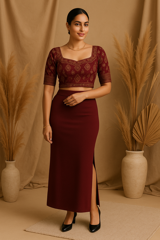 Wine Women's Solid Shapewear