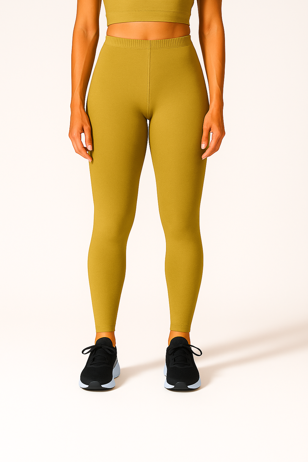 Oil Yellow Women's Ankle Length Stretchable Cotton Lycra Leggings