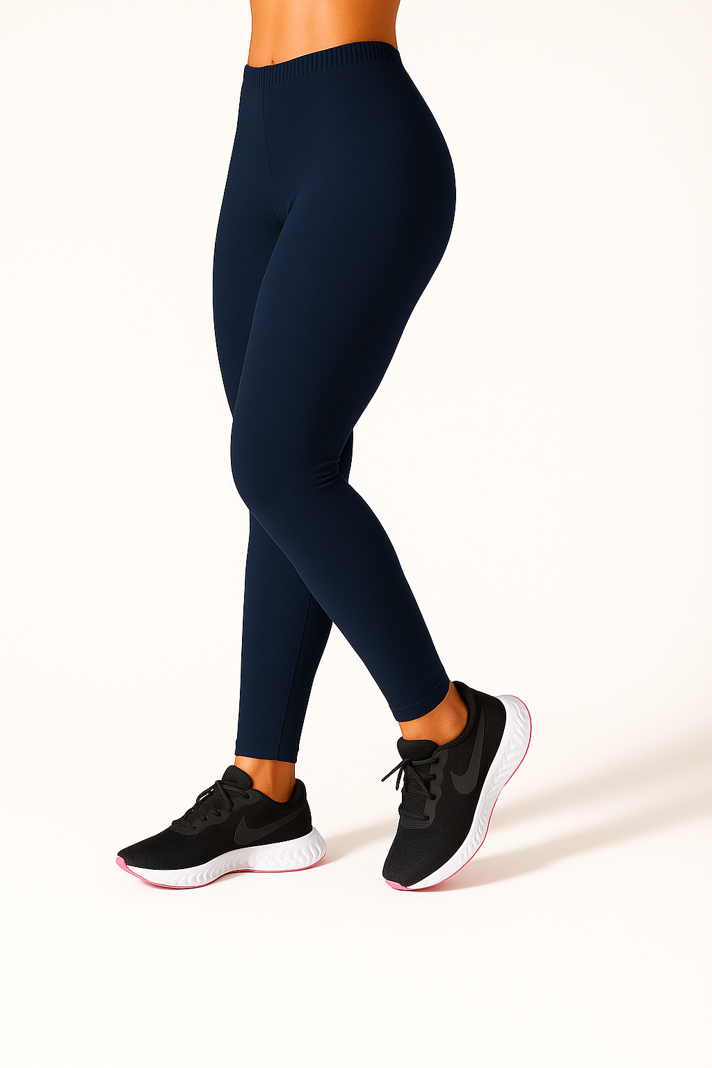 Navy Women's Ankle Length Stretchable Cotton Lycra Leggings