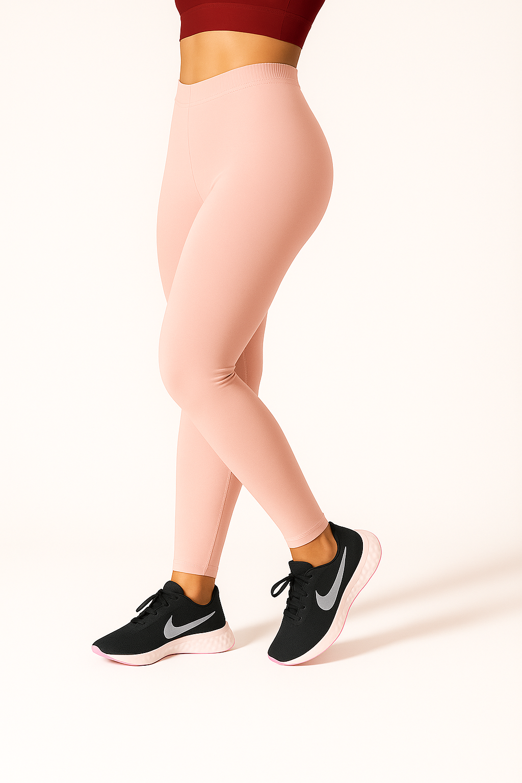 Rose Pink Women's Ankle Length Stretchable Cotton Lycra Leggings