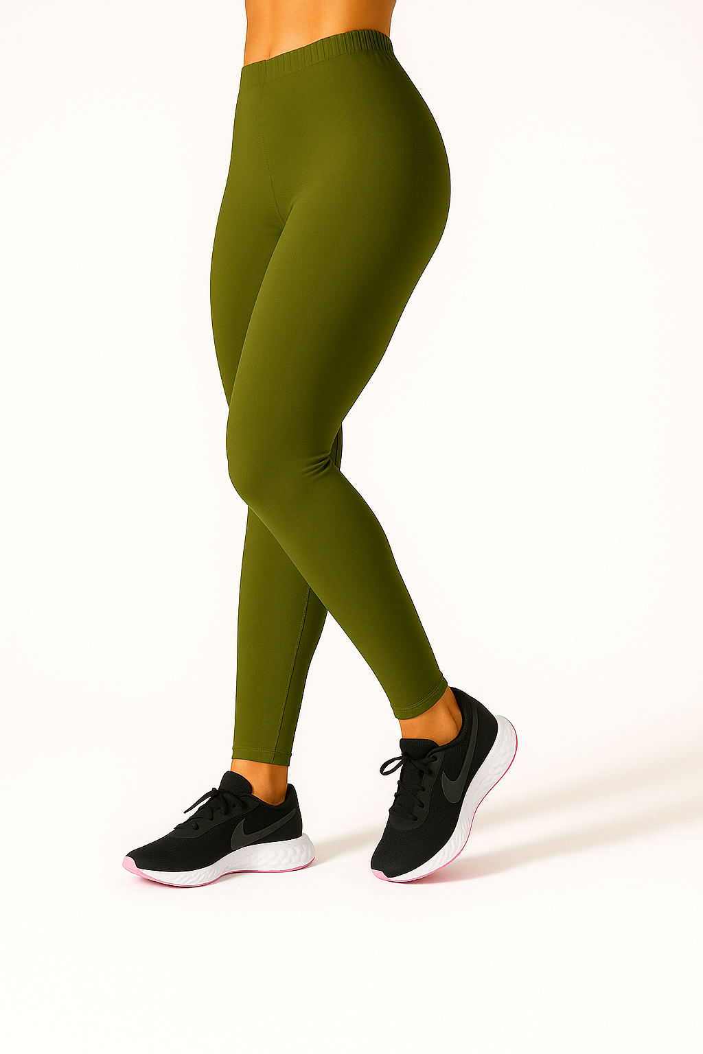 Olive Green Women's Ankle Length Stretchable Cotton Lycra Leggings