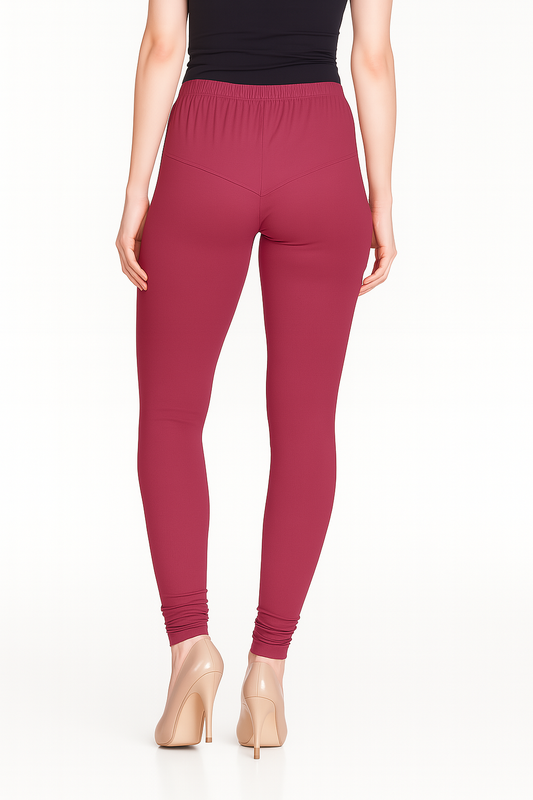 Red Women's Solid Churidar Stretchable Cotton Blend Legging