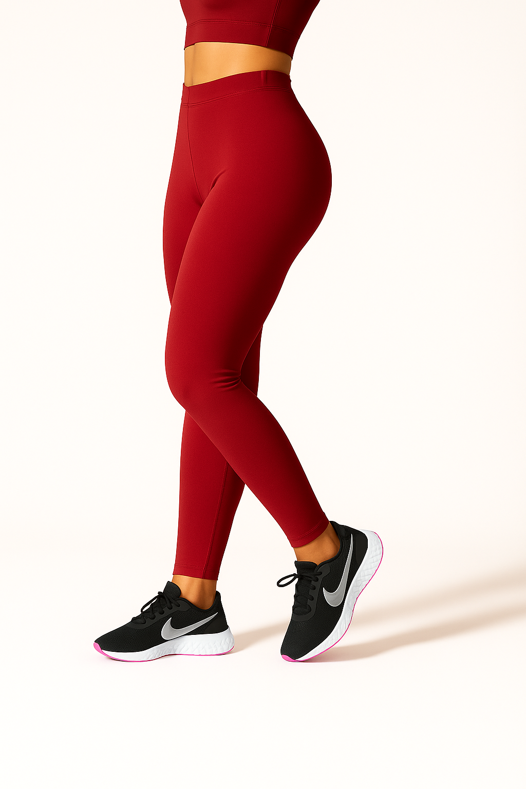 Red Women's Ankle Length Stretchable Cotton Lycra Leggings