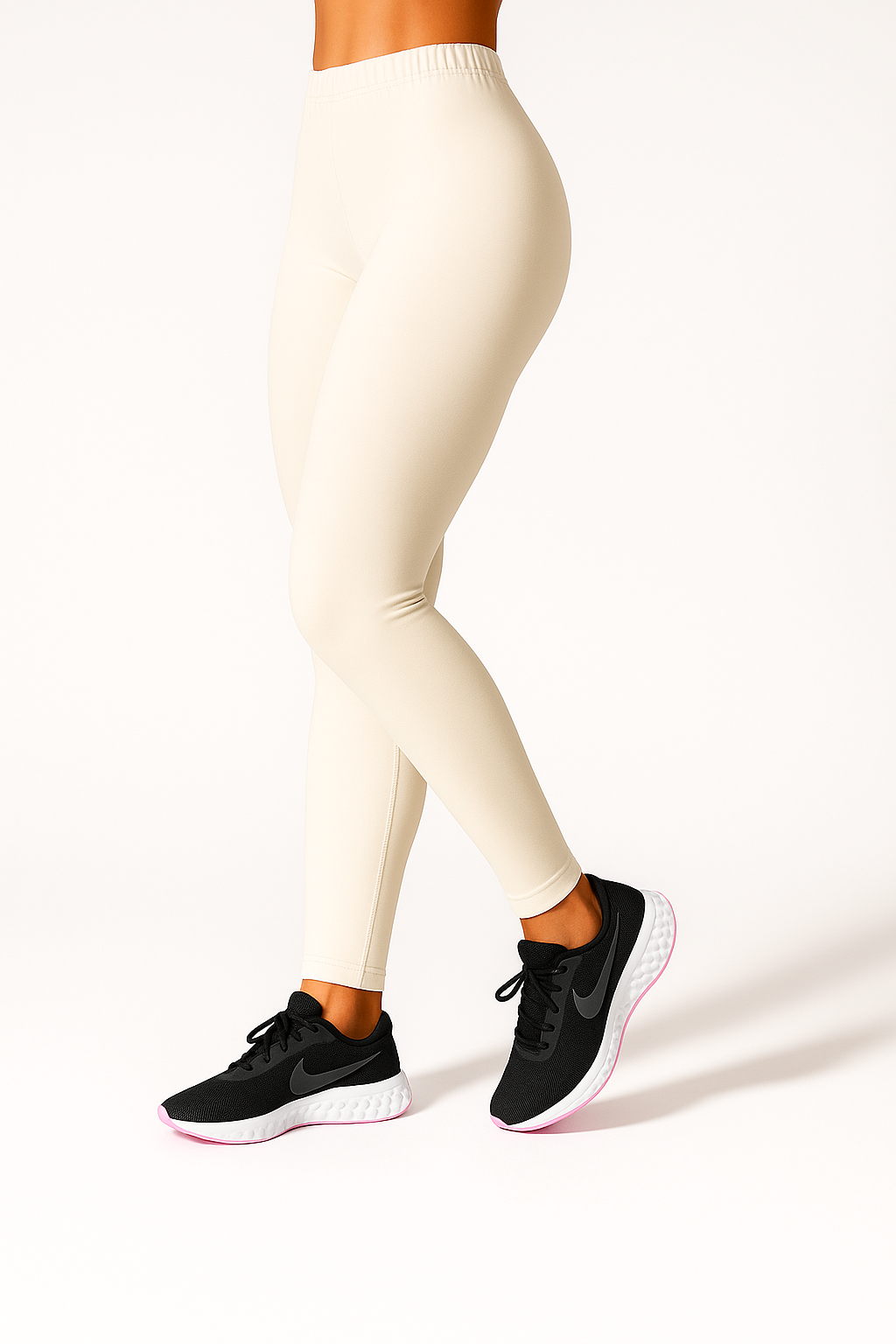 Off White Women's Ankle Length Stretchable Cotton Lycra Leggings