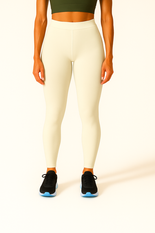 Cream Women's Ankle Length Stretchable Cotton Lycra Leggings