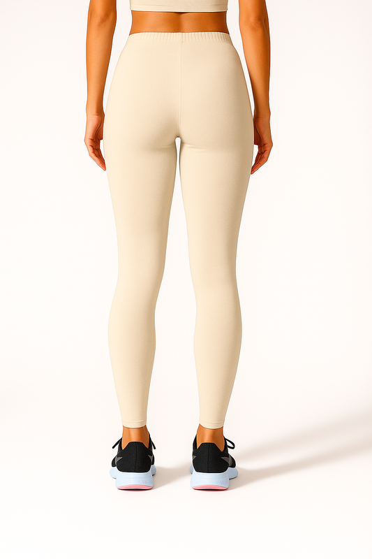Beige Women's Ankle Length Stretchable Cotton Lycra Leggings