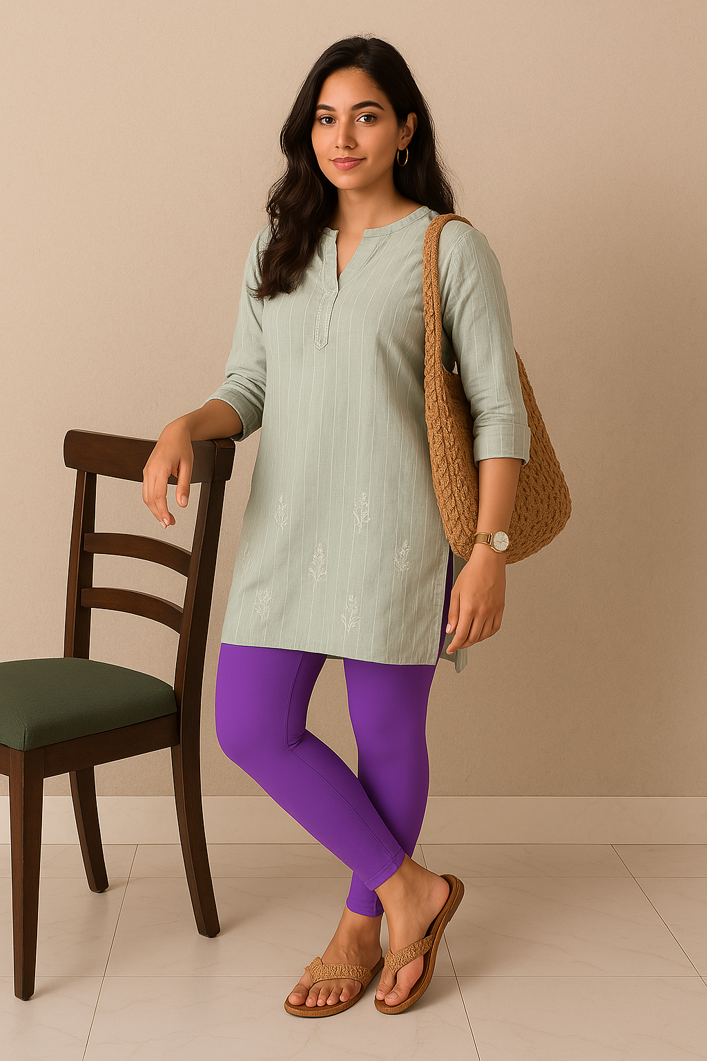 Wisteria Women's Ankle Length Stretchable Cotton Lycra Leggings