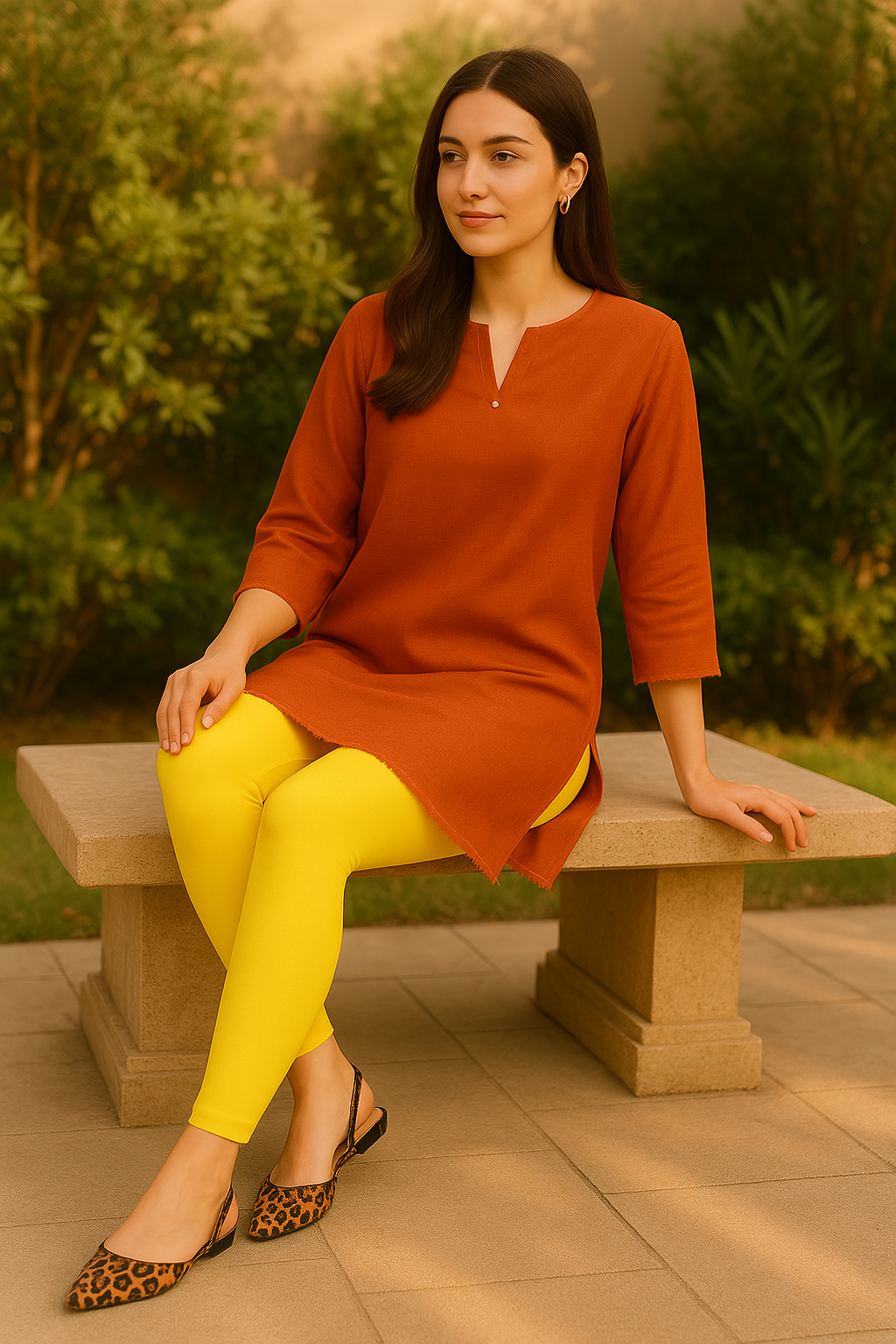 Unmellow Yellow Women's Ankle Length Stretchable Cotton Lycra Leggings