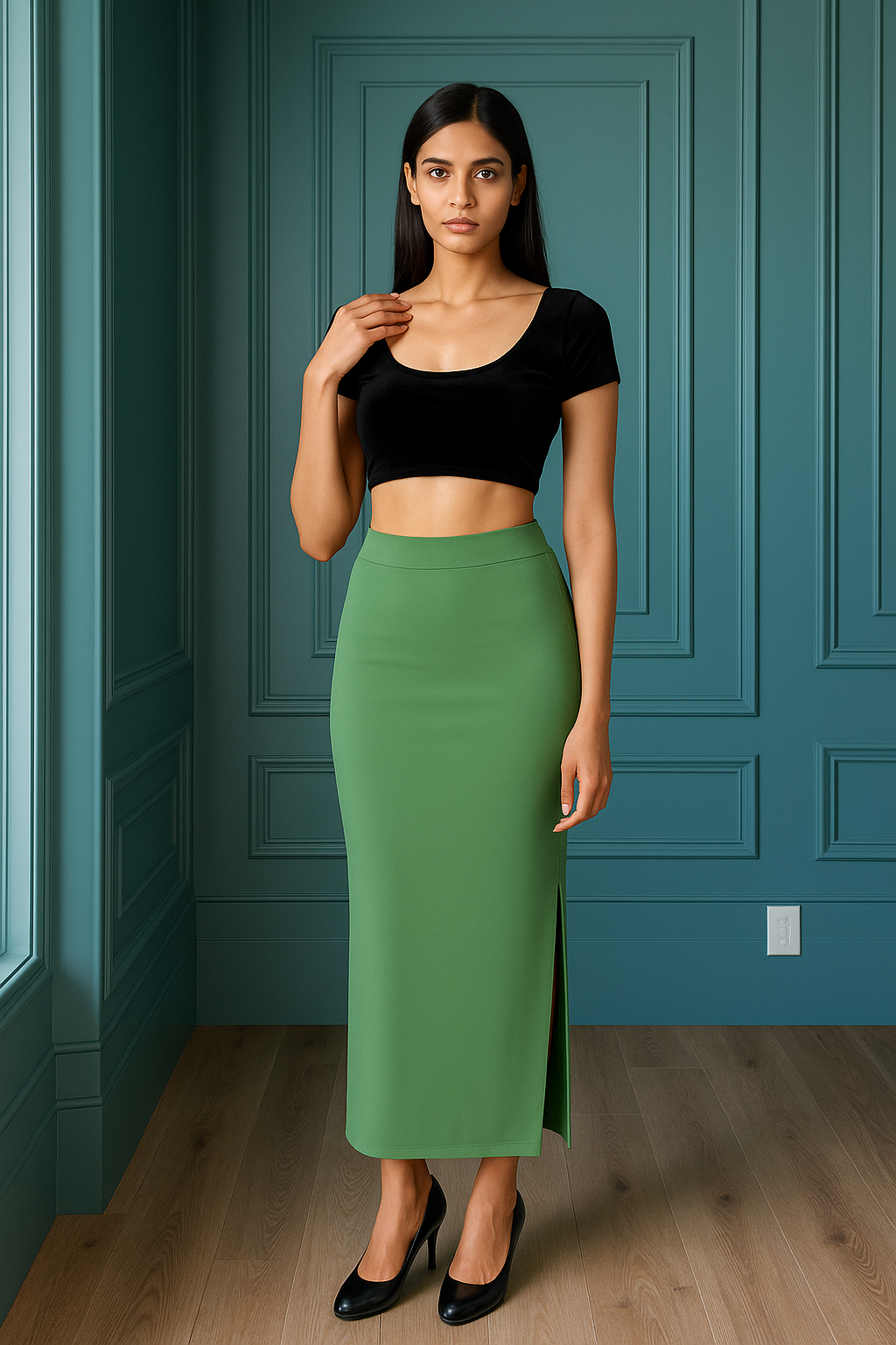 Paradise Green Women's Solid Shapewear