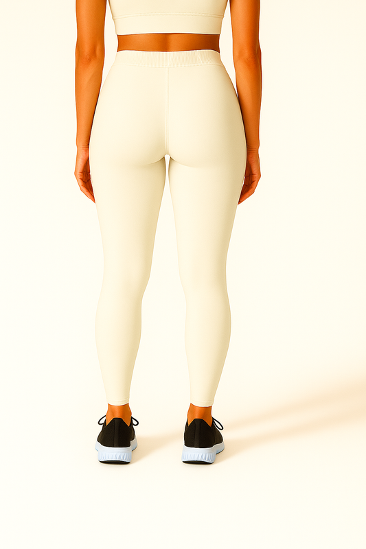 Cream Women's Ankle Length Stretchable Cotton Lycra Leggings