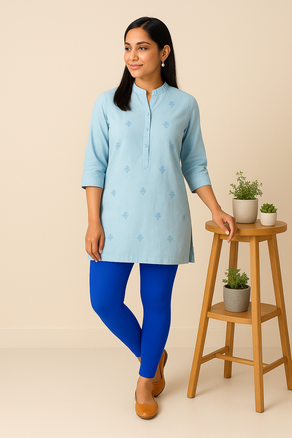 Palace Blue Women's Ankle Length Stretchable Cotton Lycra Leggings
