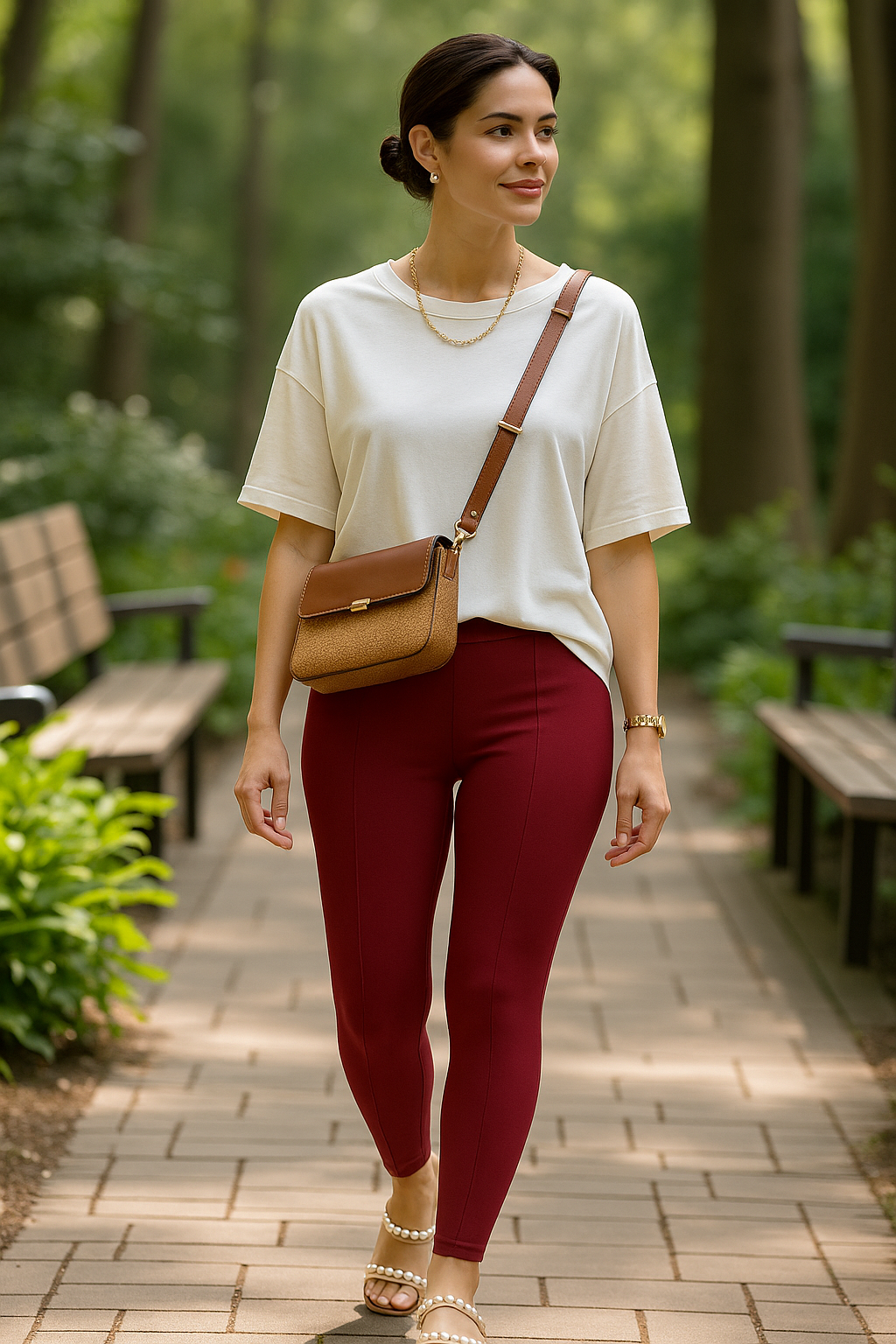 Maroon Women's Solid Pleated Pant