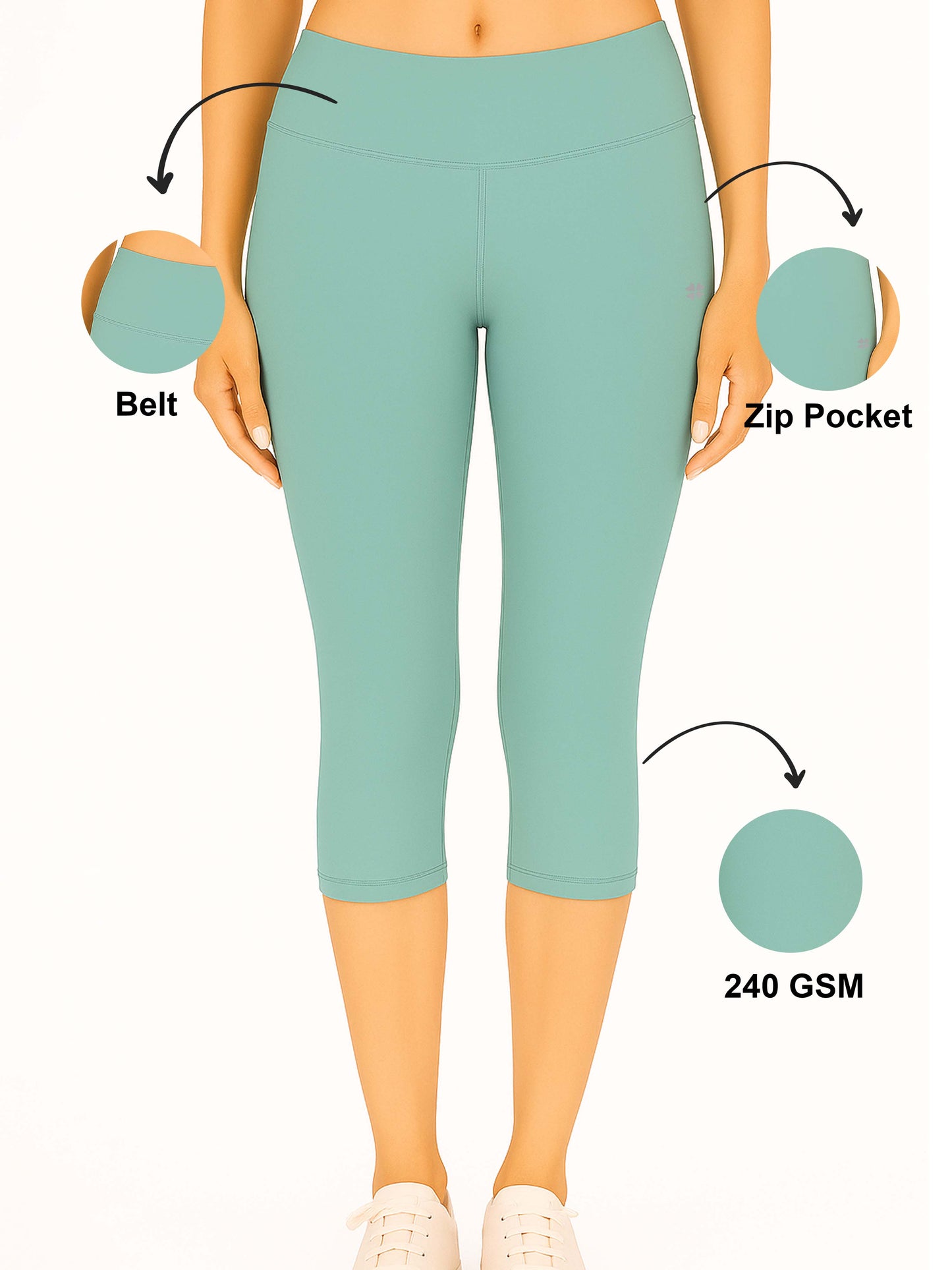 Apple Green Women's Solid Capri pant