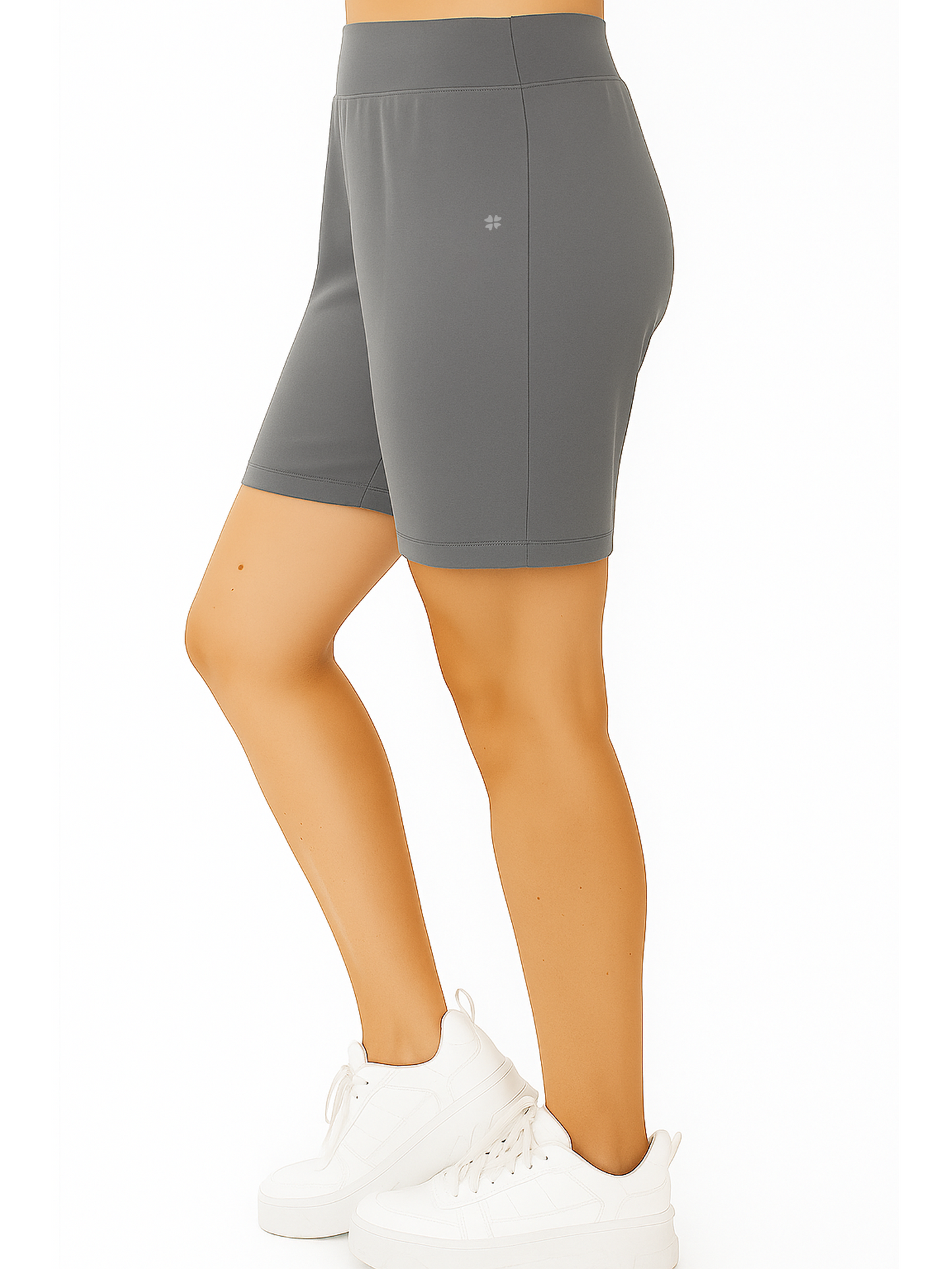 Steel Grey Women's Solid Regular Fit Lycra Shorts