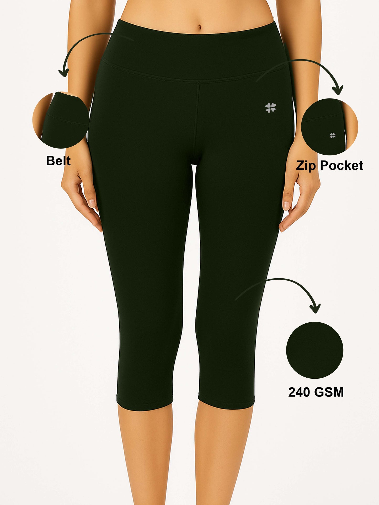 Olive Green Women's Solid Capri pant