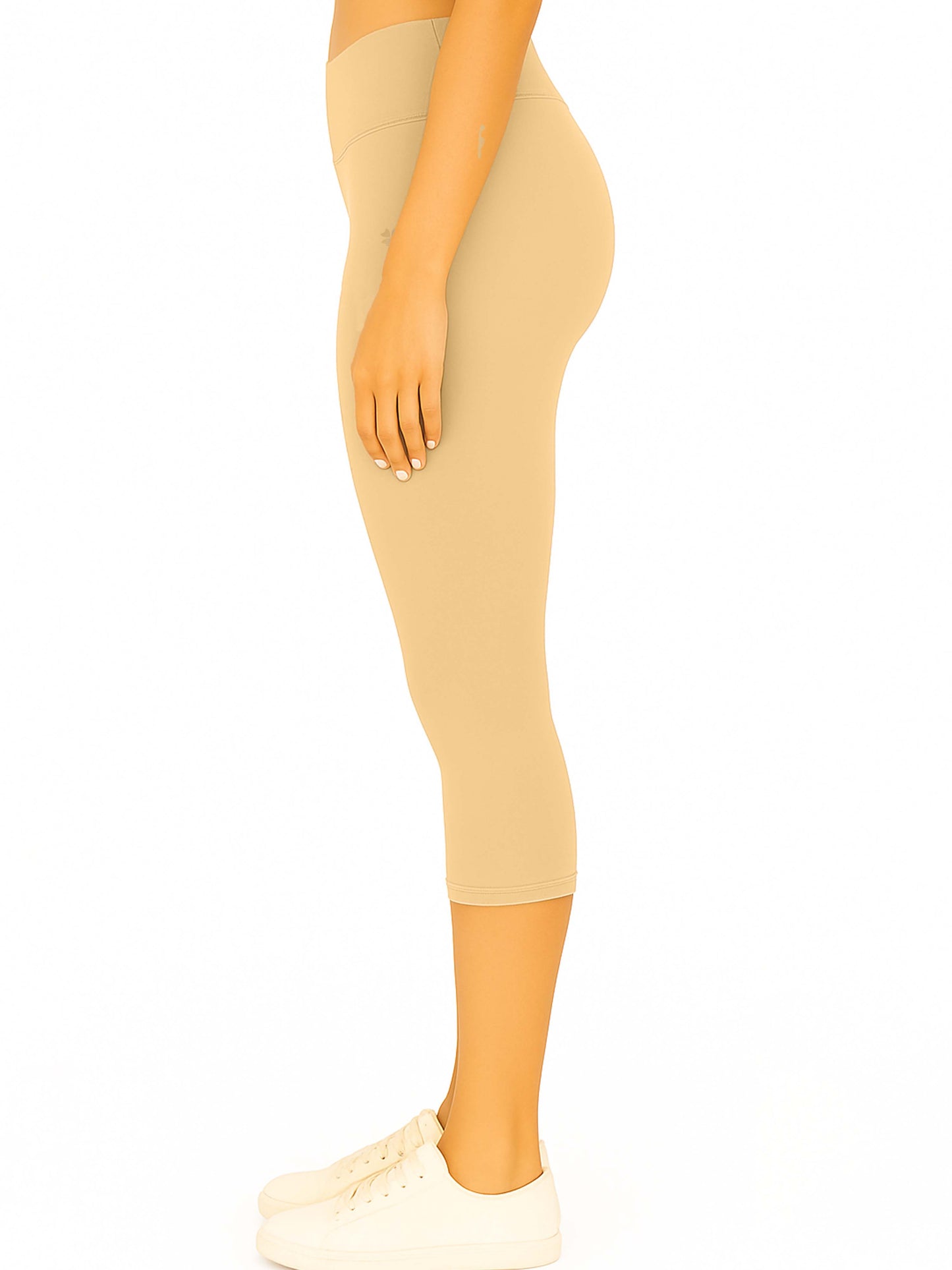 Beige Women's Solid Capri pant