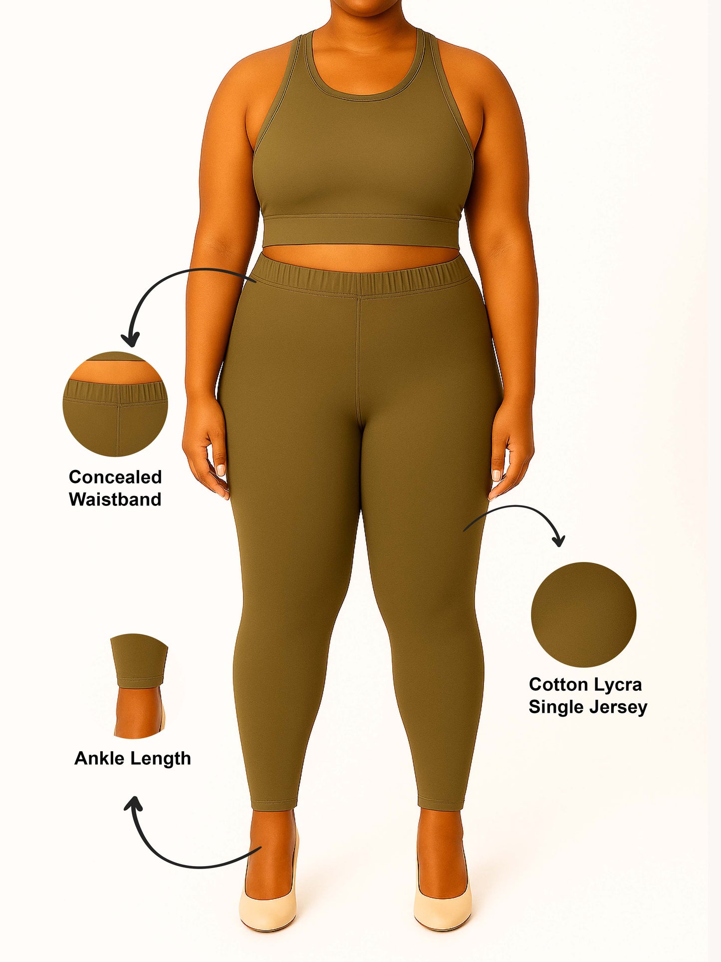B Biscuit Women's Ankle Length Plus Size Stretchable Cotton Lycra Leggings
