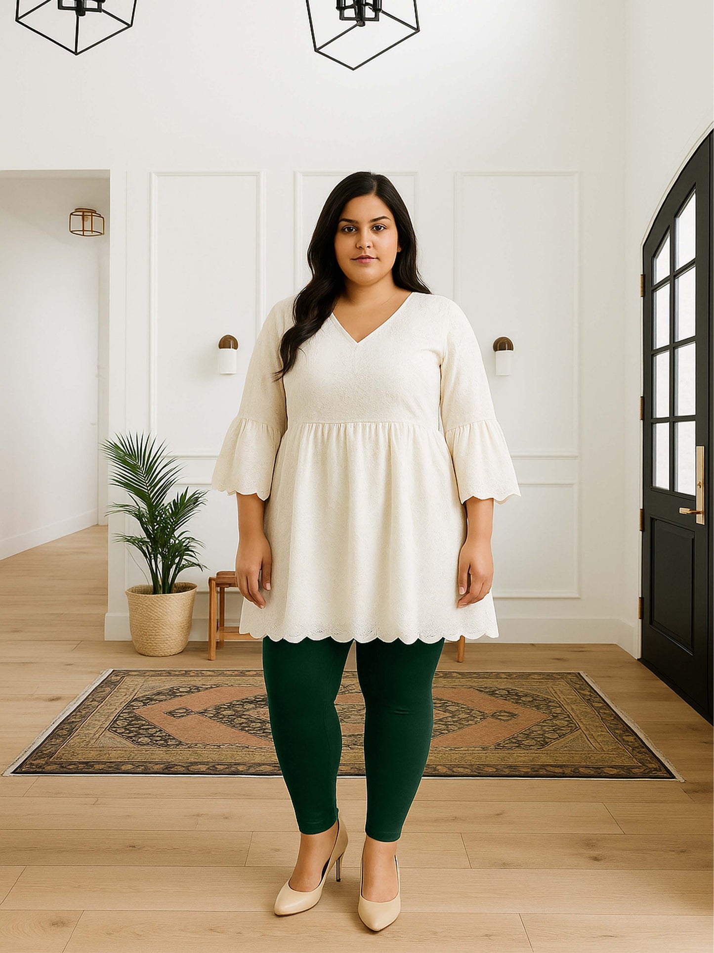 Bottle Green Women's Ankle Length Plus Size Stretchable Cotton Lycra Leggings
