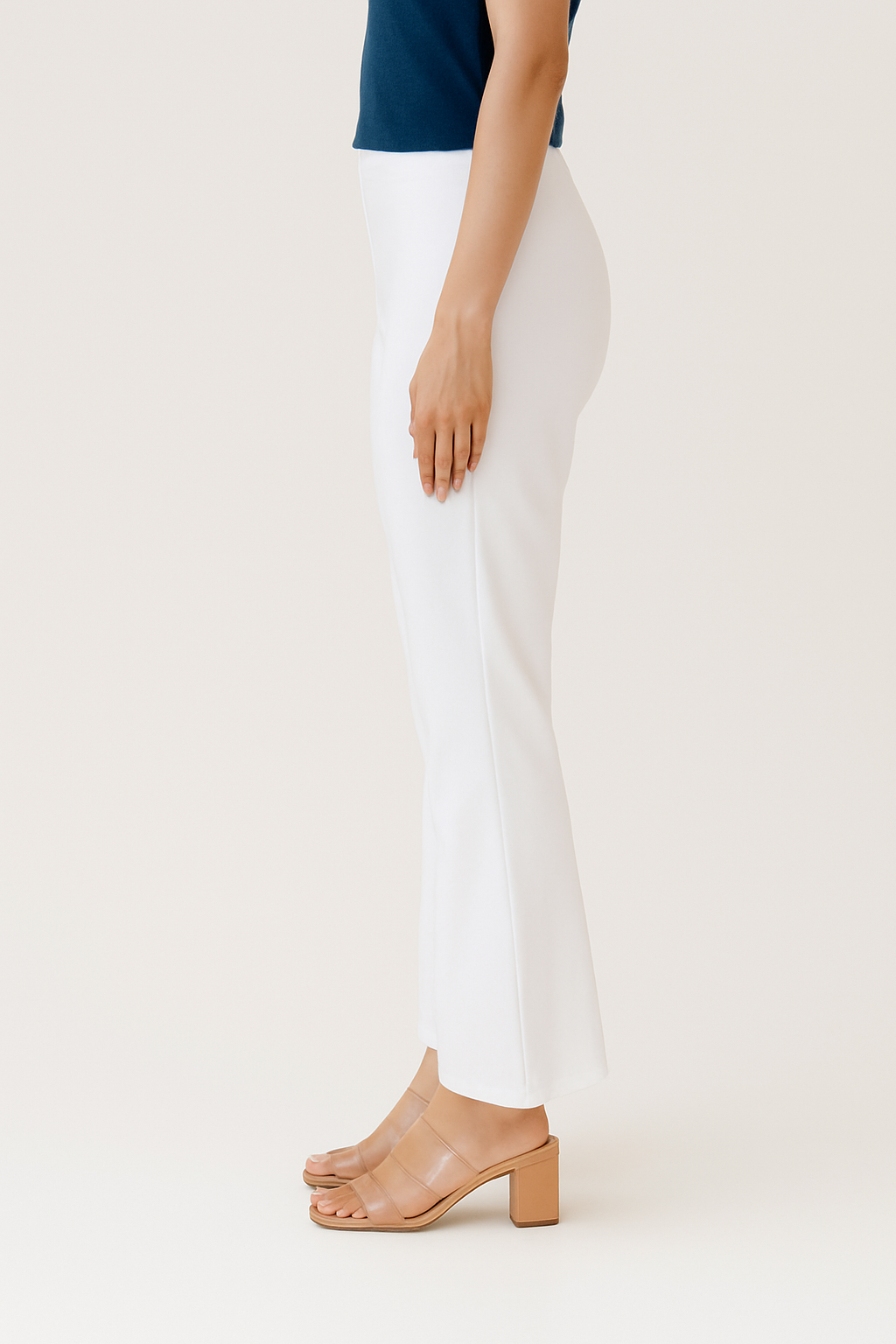 White  Women's Solid Bell Bottom Pants