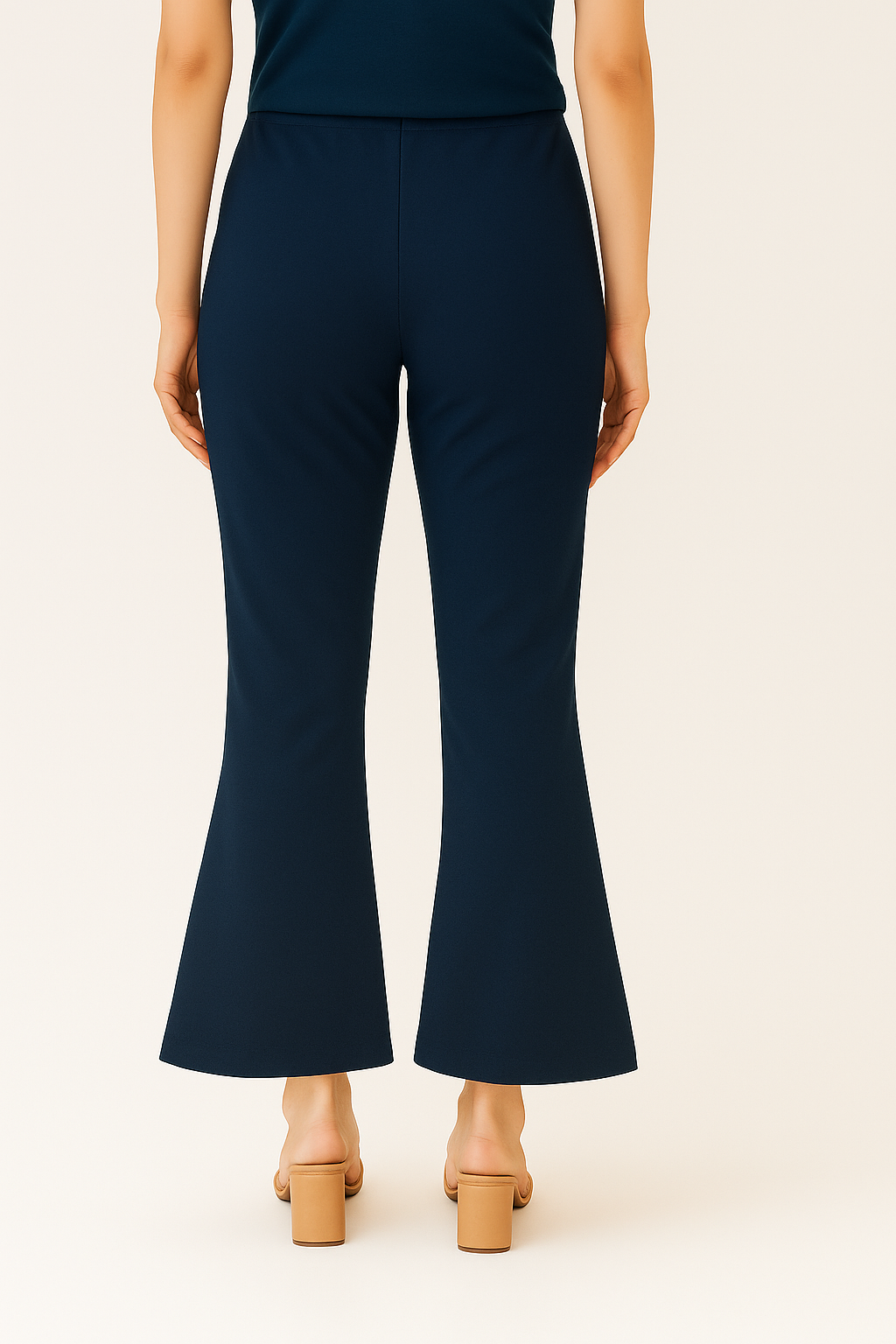 Navy Women's Solid Bell Bottom Pants