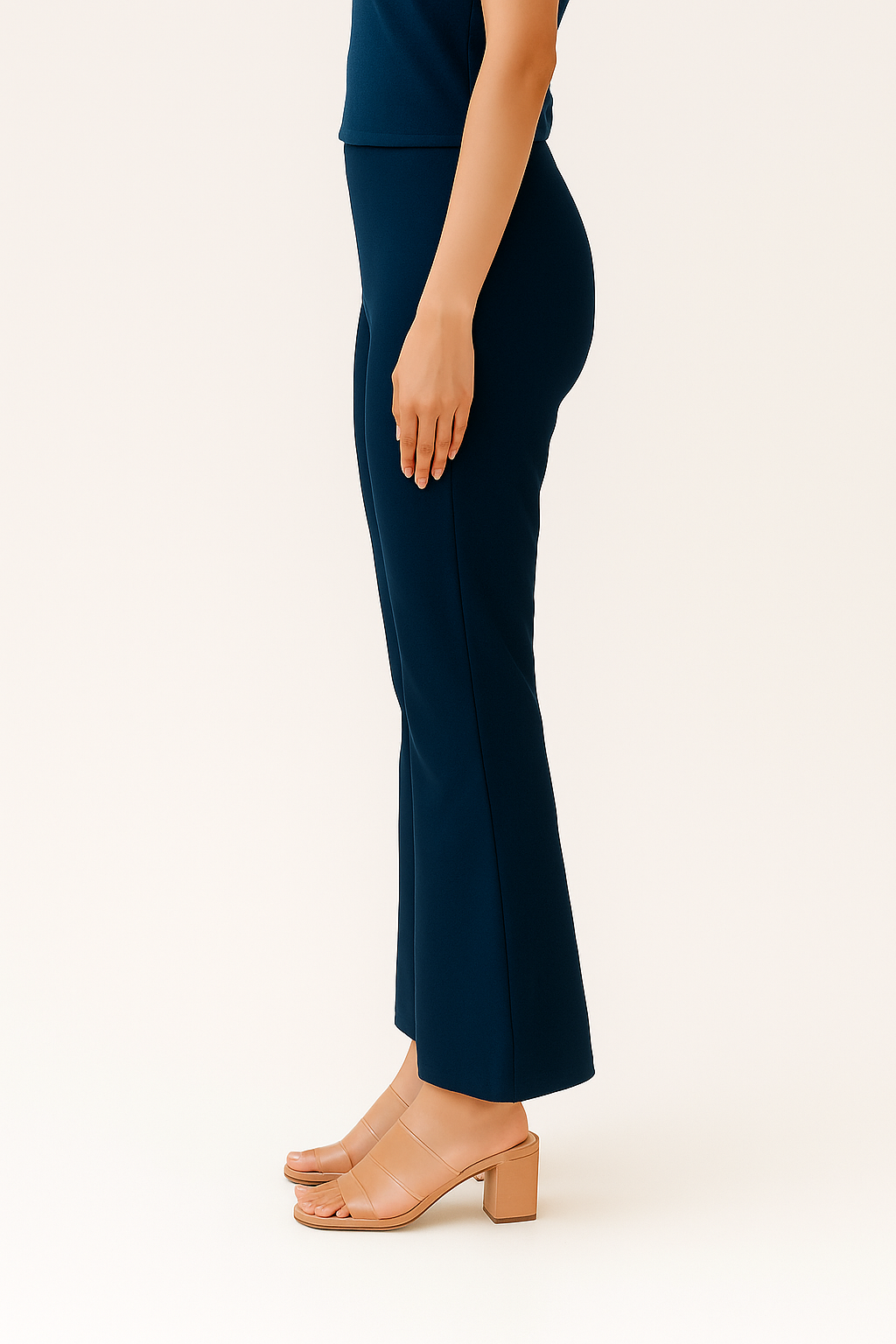 Navy Women's Solid Bell Bottom Pants