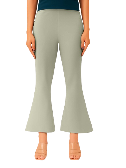 Ecru Women's Solid Bell Bottom Pants
