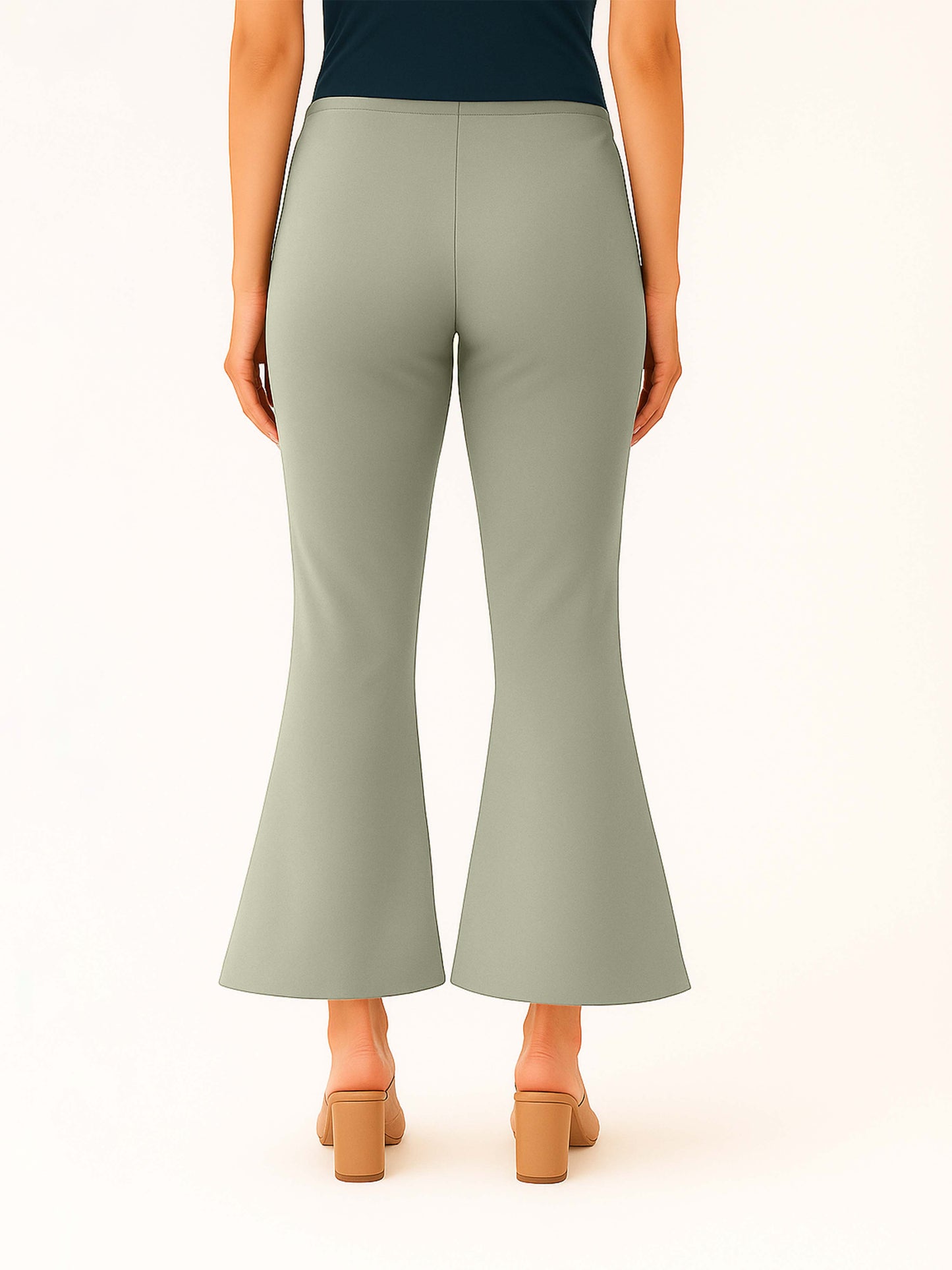 Ecru Women's Solid Bell Bottom Pants