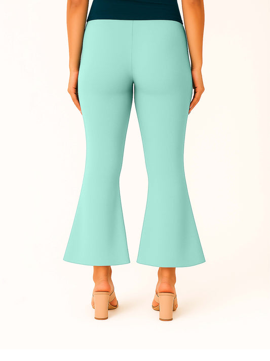 Apple Green Women's Solid Bell Bottom Pants