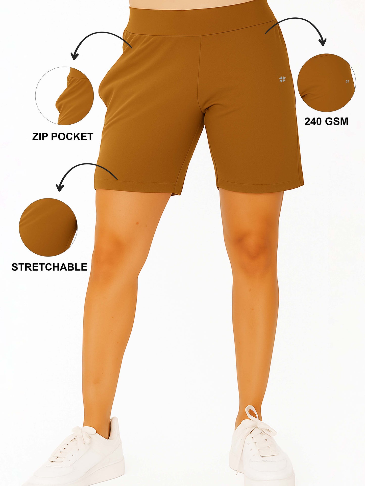 Camal Women's Solid Regular Fit Lycra Shorts