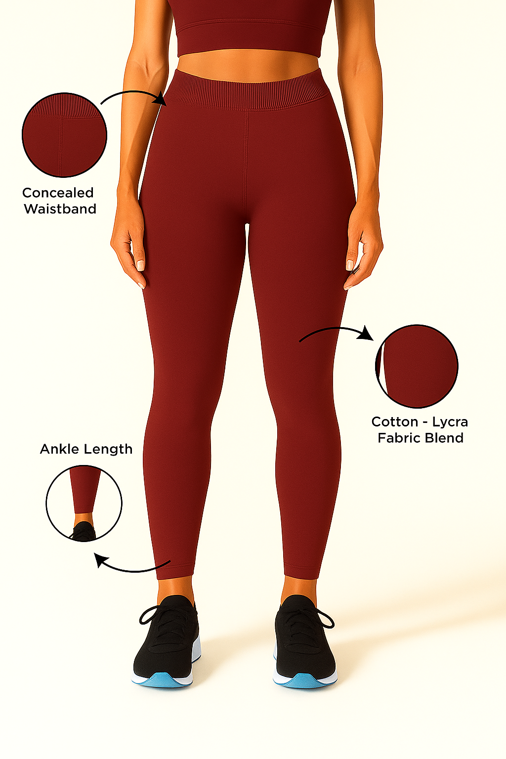 V Cherry Women's Ankle Length Stretchable Cotton Lycra Leggings