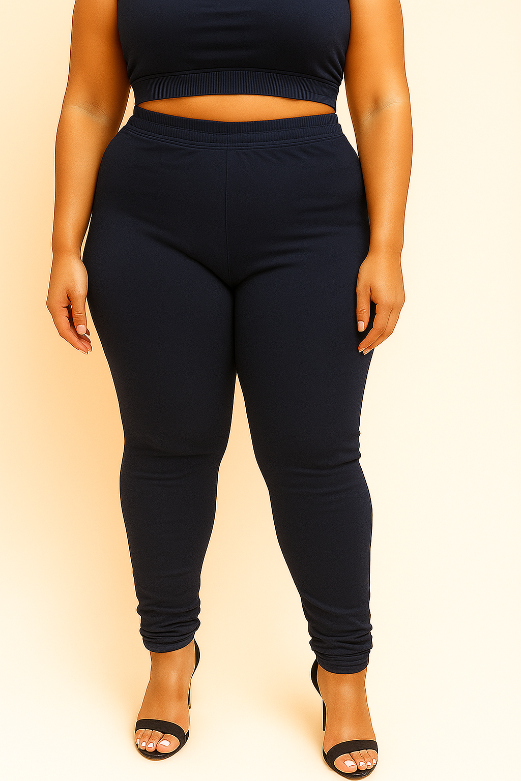 Navy Women's Plus Size Solid Churidar Legging