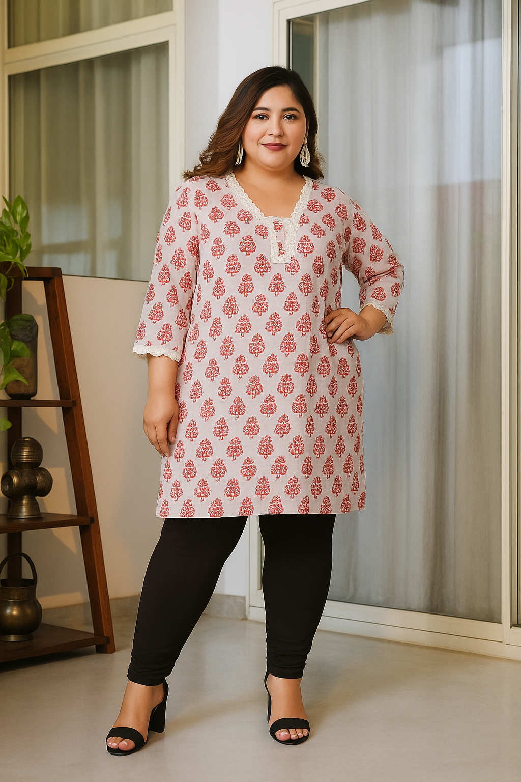 Deep Brown Women's Plus Size Solid Churidar Legging