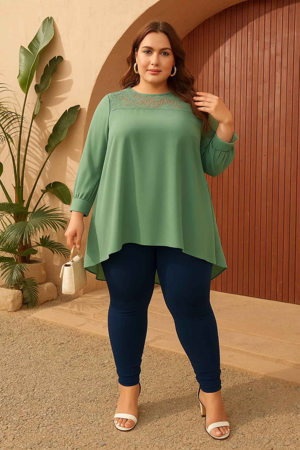 Olympian Blue Women's Plus Size Solid Churidar Legging