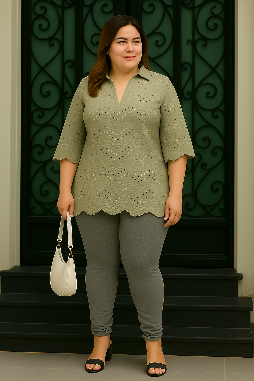 Steel Grey Women's Plus Size Solid Churidar Legging