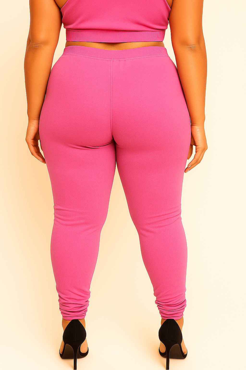 Mid Pink Women's Plus Size Solid Churidar Legging