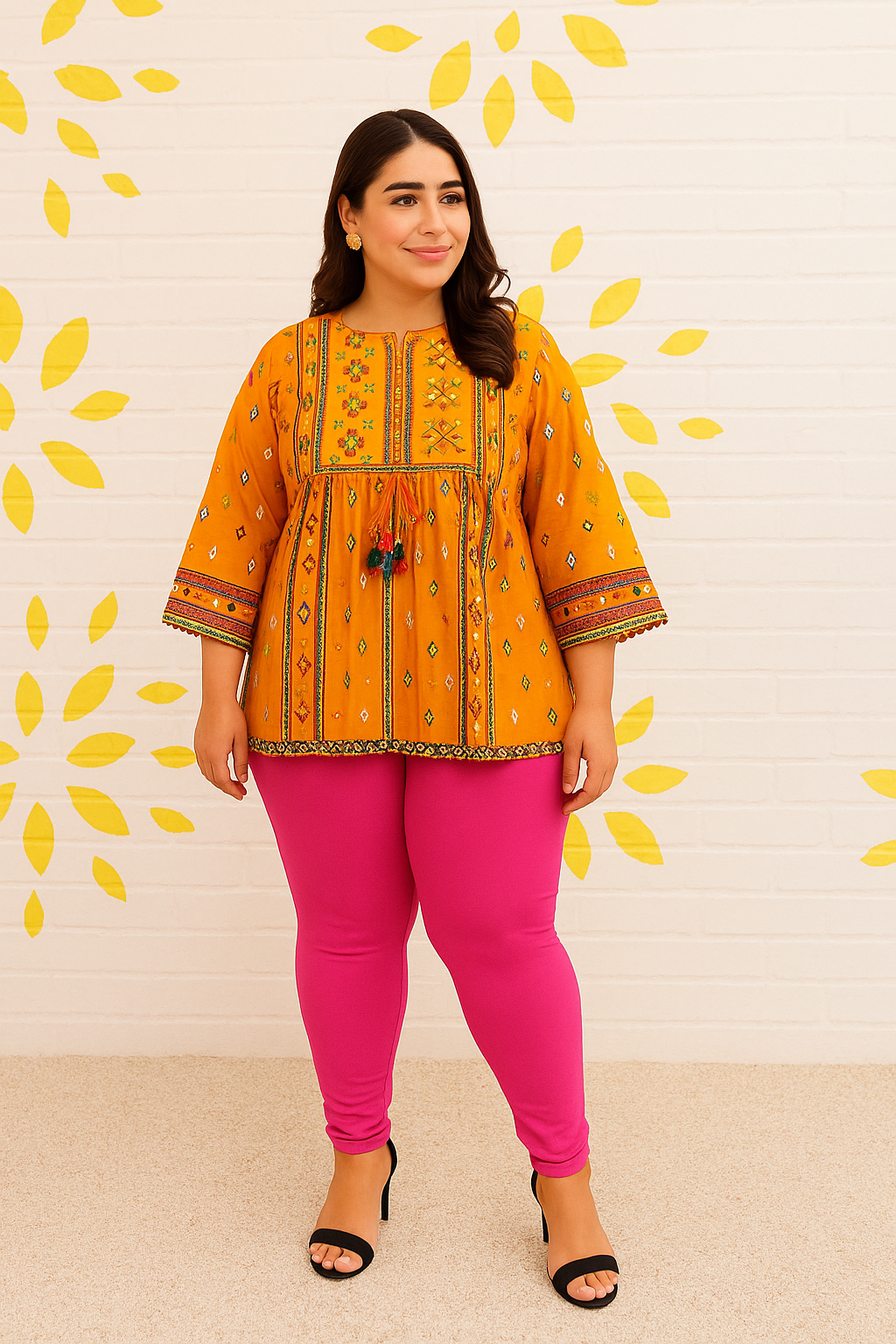 Mid Pink Women's Plus Size Solid Churidar Legging