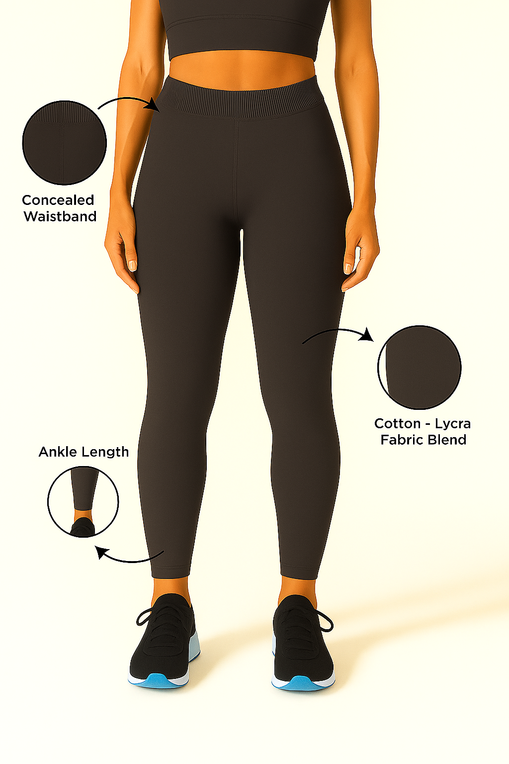 Zinc Women's Ankle Length Stretchable Cotton Lycra Leggings