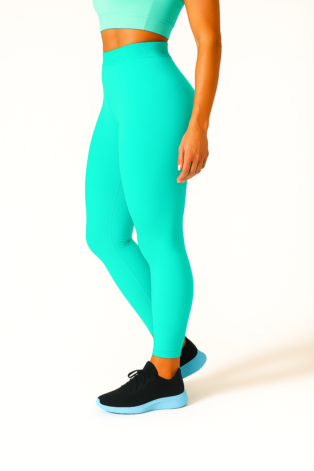 Aqua Green Women's Ankle Length Stretchable Cotton Lycra Leggings