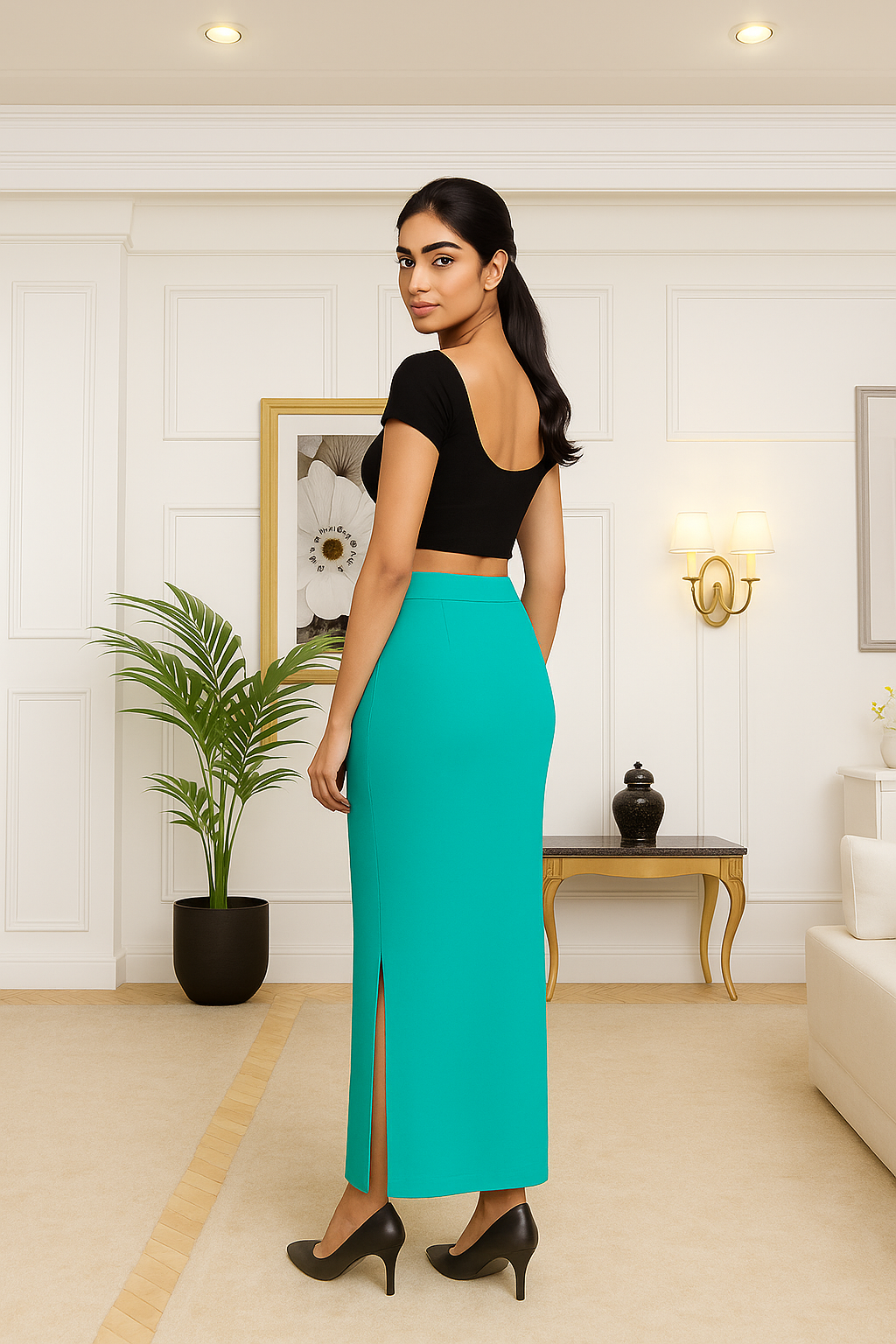 Aqua Green Women's Solid Shapewear