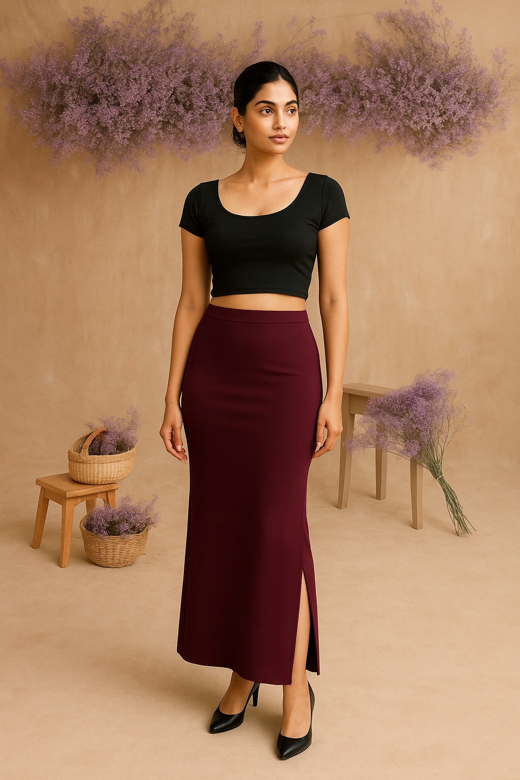 Dark Wine Women's Solid Shapewear
